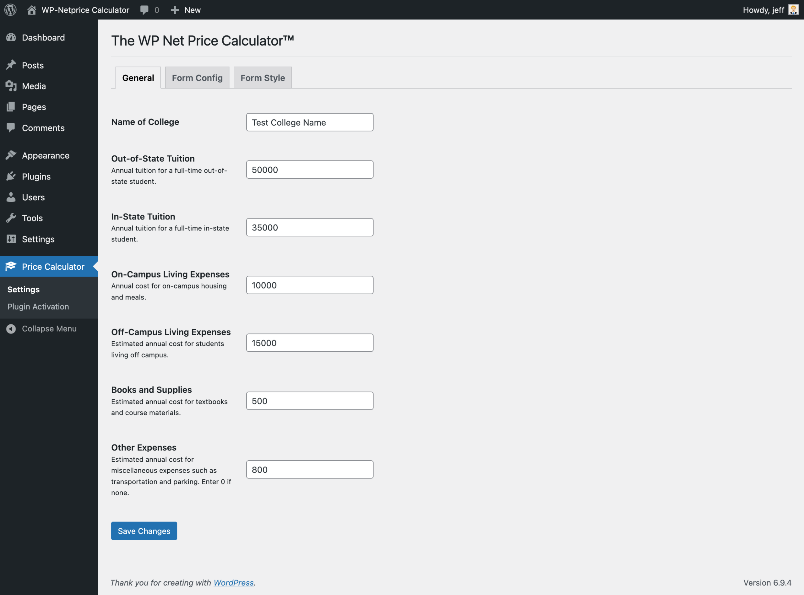 Settings - General Tab